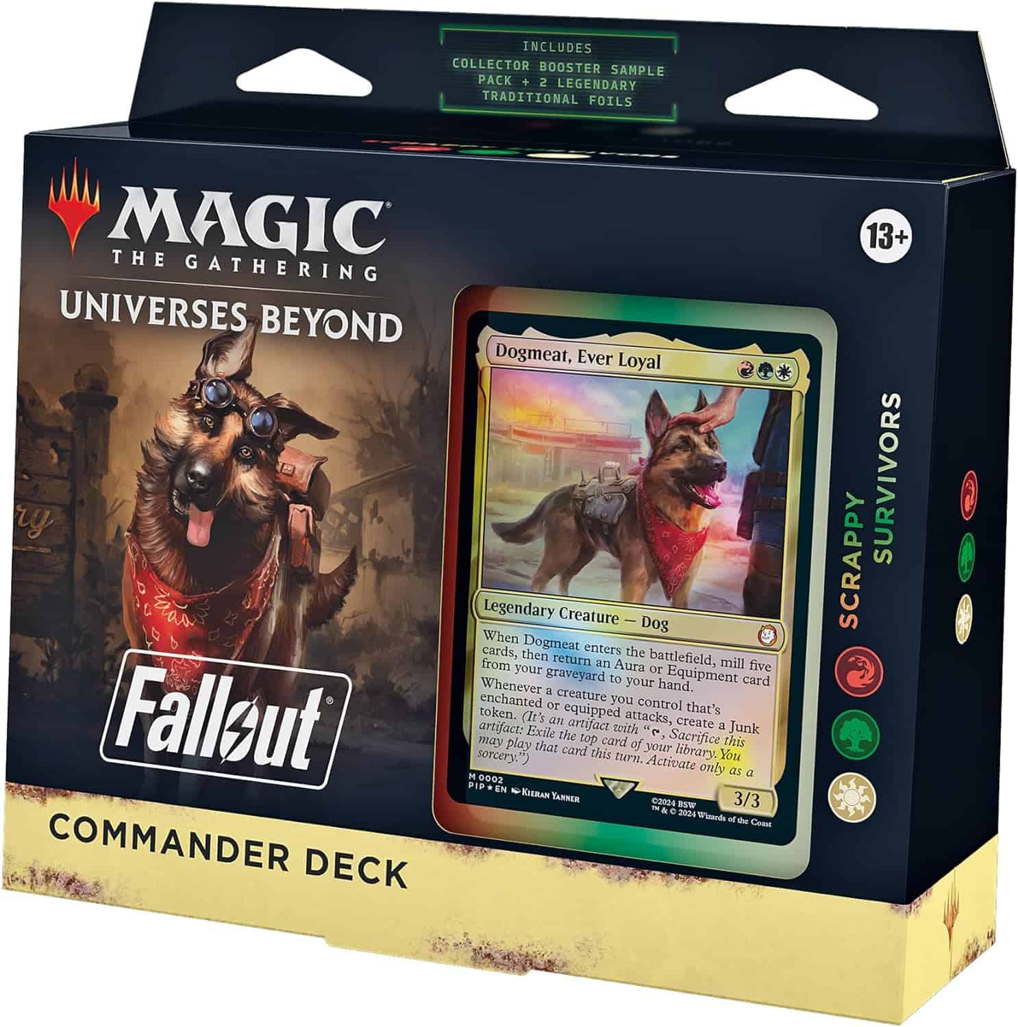 A box with a commander deck and an image of a dog included in the Auto Draft.