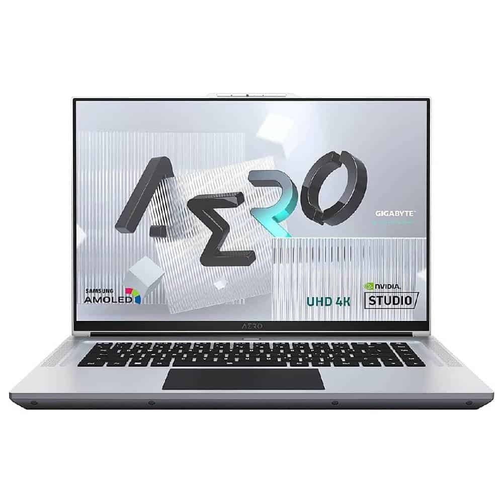 A Gigabyte laptop with the word azero on it.