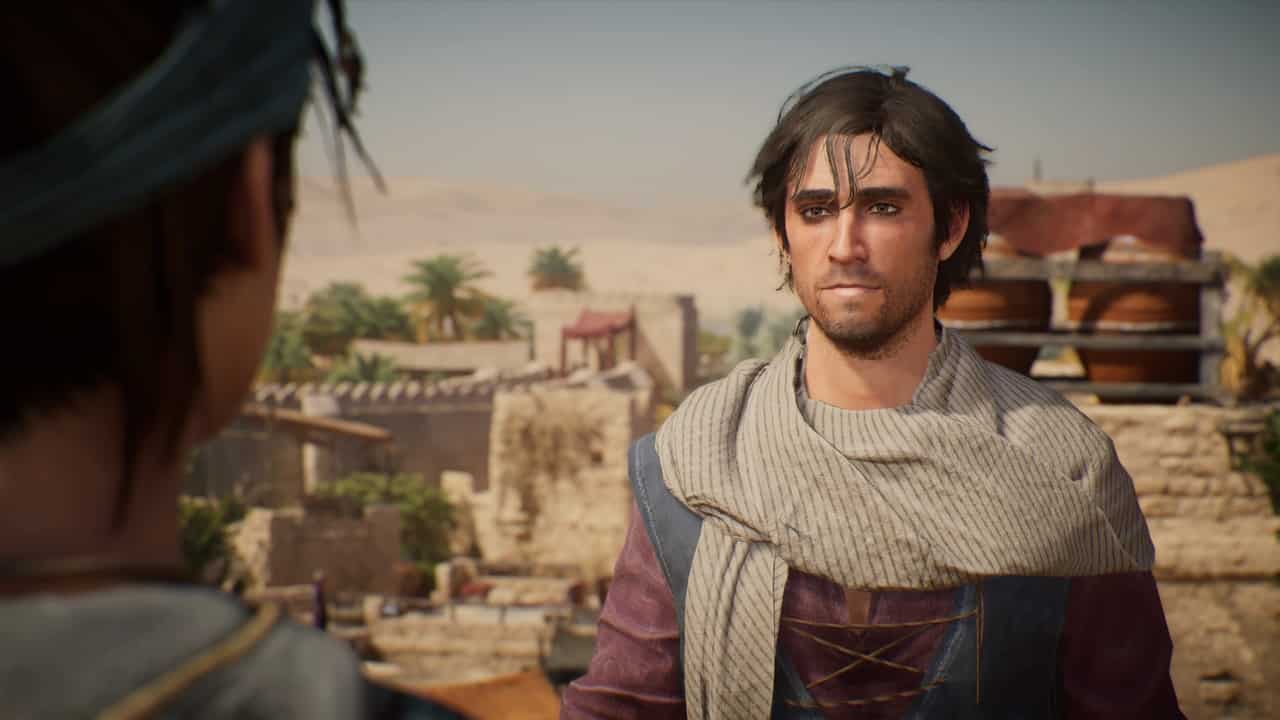 Assassin’s Creed Mirage review: Basim with desert in the background.