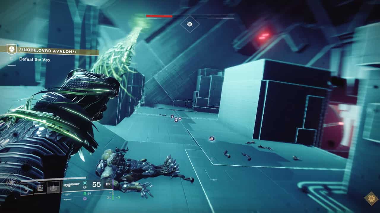 Destiny 2: How to create Orbs of Power: A player grapples in towards Orbs of Power on the floor.