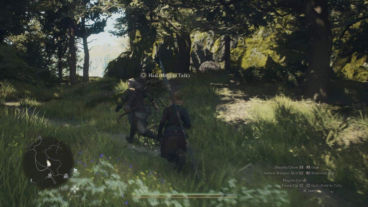 Dragon's Dogma 2 unlock mystic spearhand: Player running through woods using the Mystic Spearhand Class