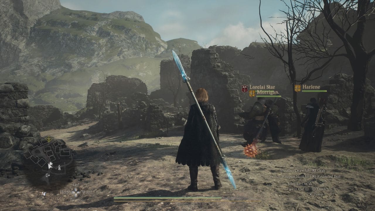 Dragon's Dogma 2 unlock mystic spearhand: Player standing at entrance to destroyed town