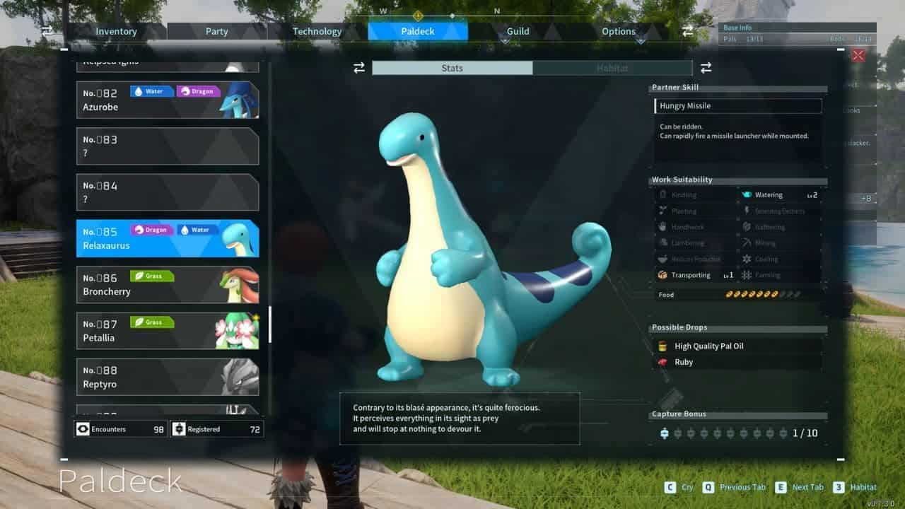 Palworld Relaxaurus location – How to find, where to catch, item drops, and breeding combinations
