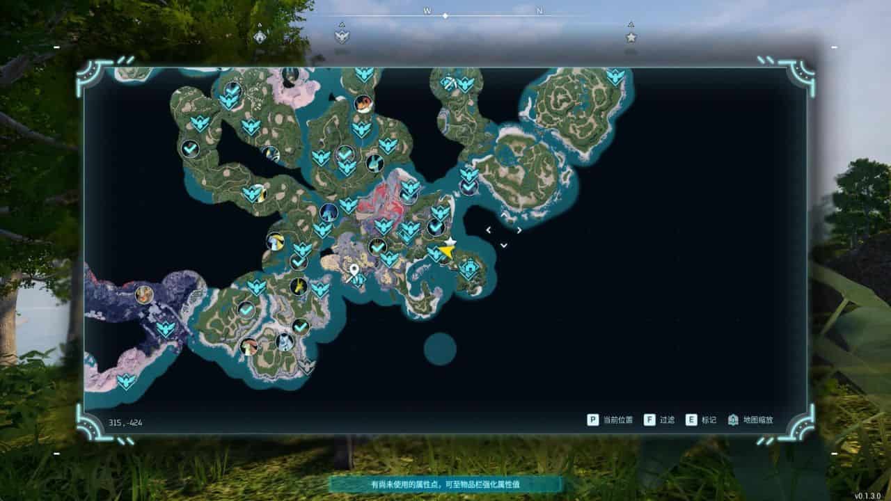 A screenshot of a map in a video game featuring impressive palworld mods.