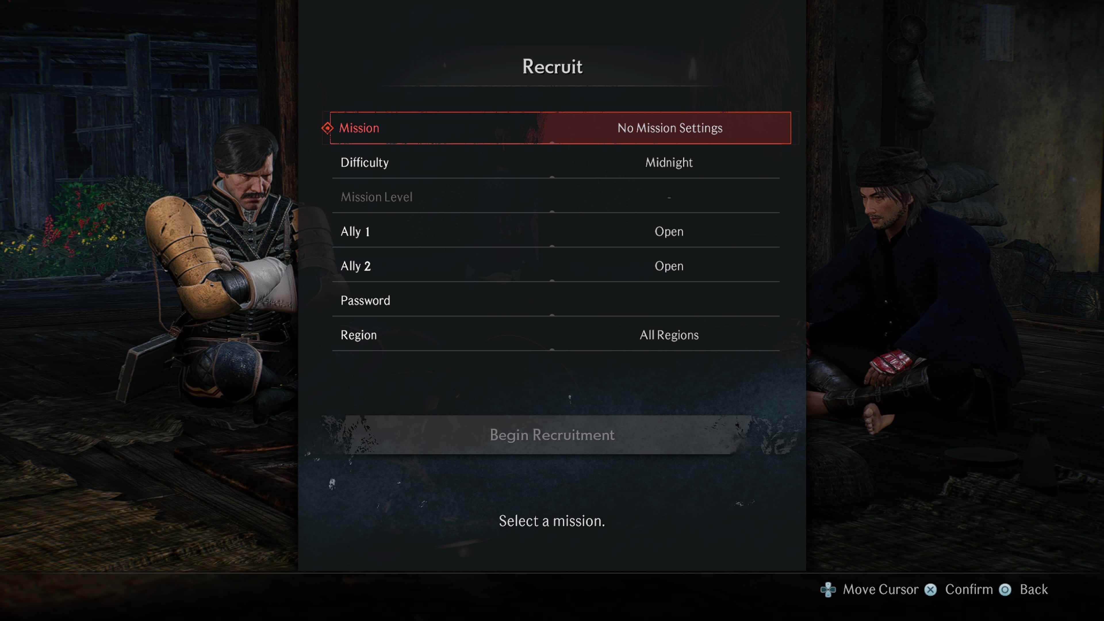 Rise of the Ronin multiplayer - the multiplayer options shown in the Longhouse
