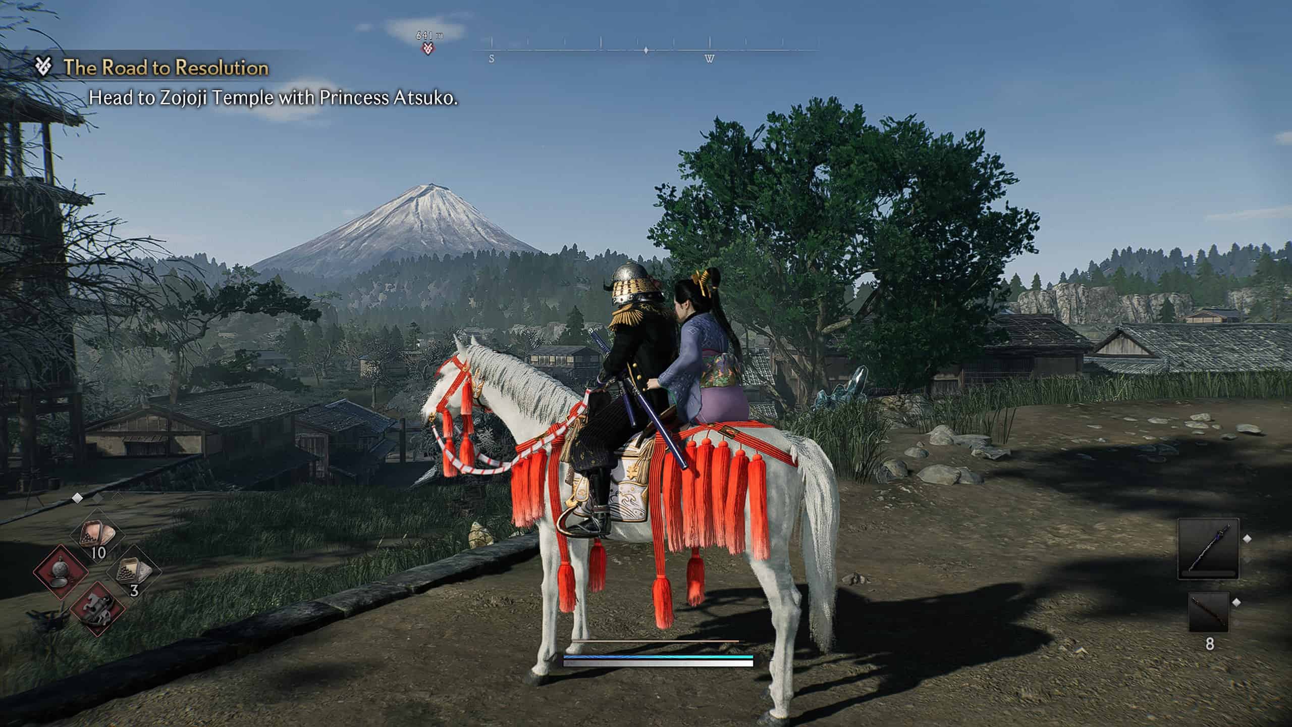 Rise of the ronin romance: riding a horse with another character on a date
