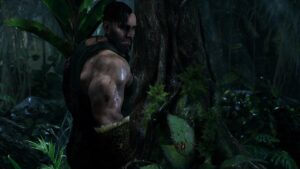 A man standing in a jungle with plants around him, possibly exploring Hunter Blind locations for Spider-Man 2.