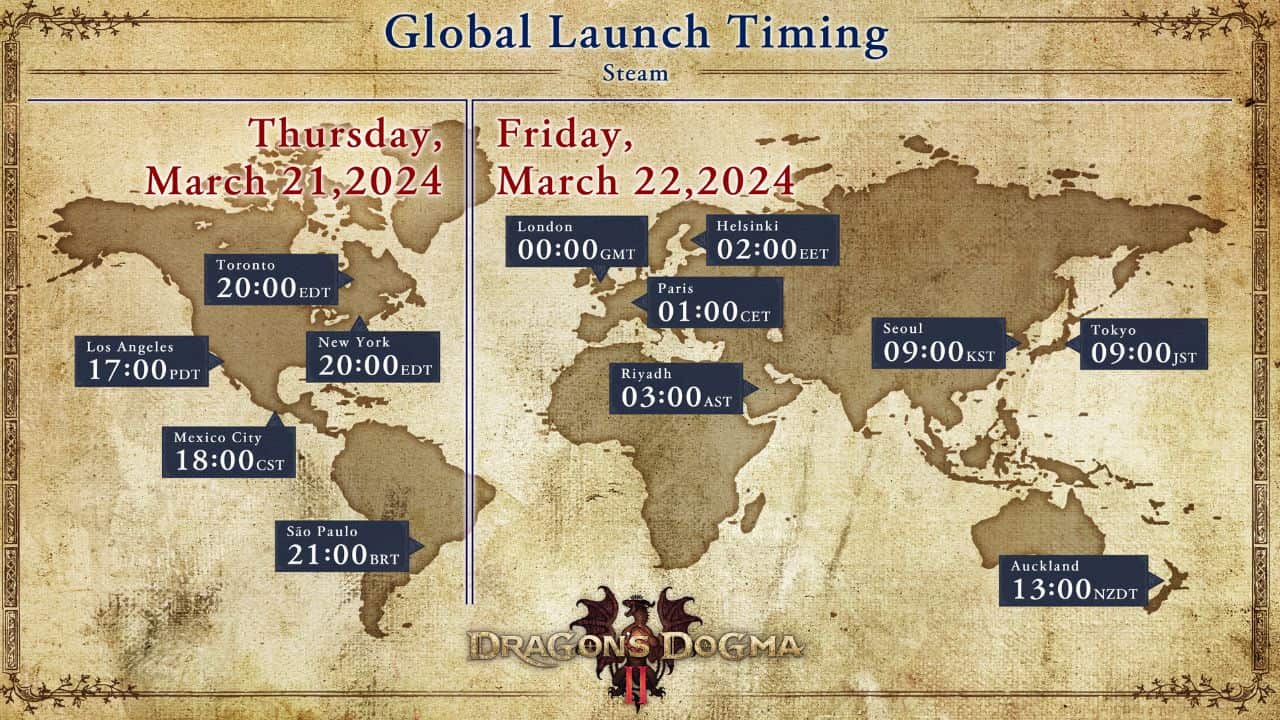 Dragon's Dogma 2 PC release time map