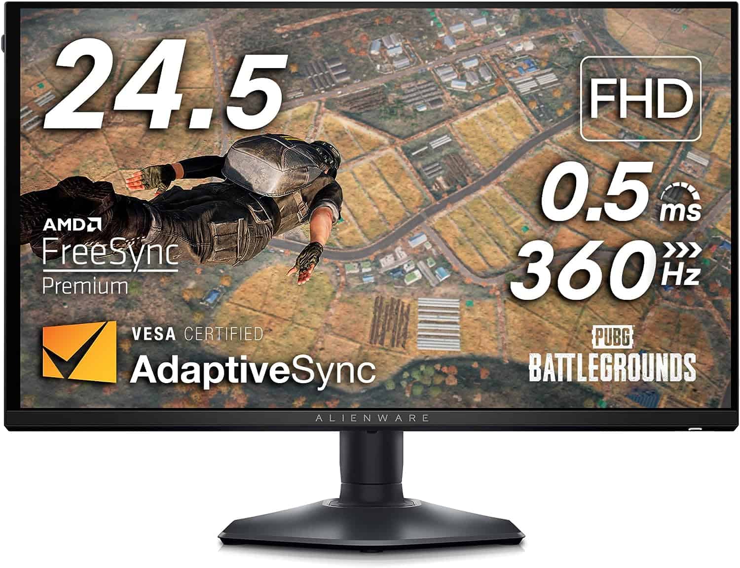 An Alienware AW2523HF gaming monitor with a freesync feature.