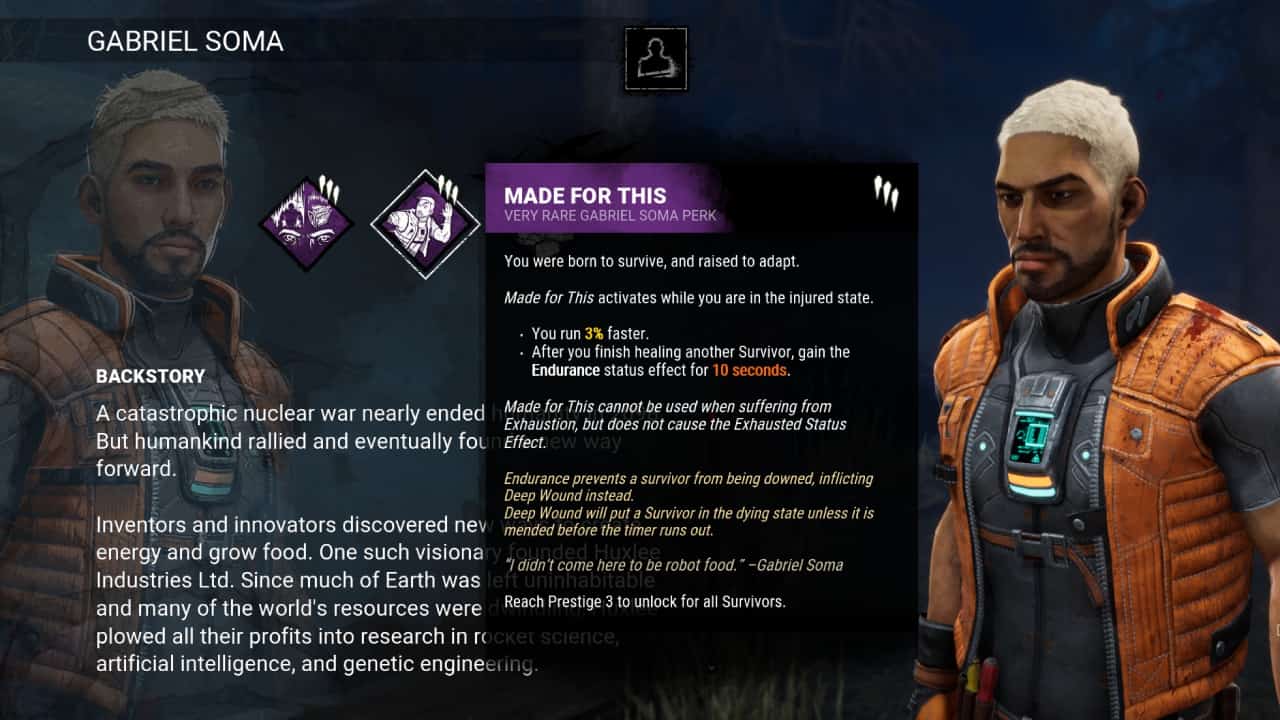 Dead by Daylight best perks for Survivors: Made For This perk on display in-menu.