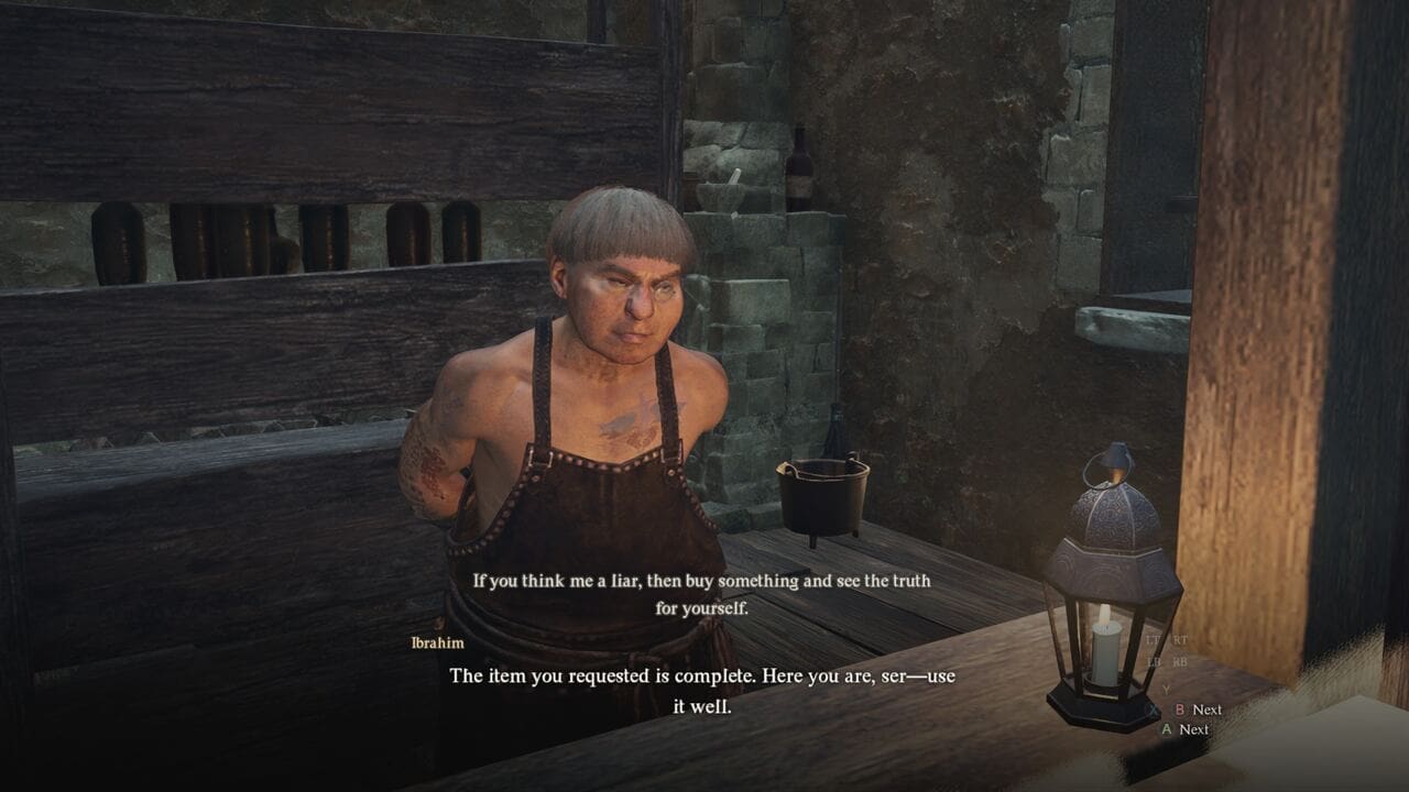 Dragon's Dogma 2 Hunt for the Jadeite Orb: Receiving the forged Jadeite Orb from Ibrahim.