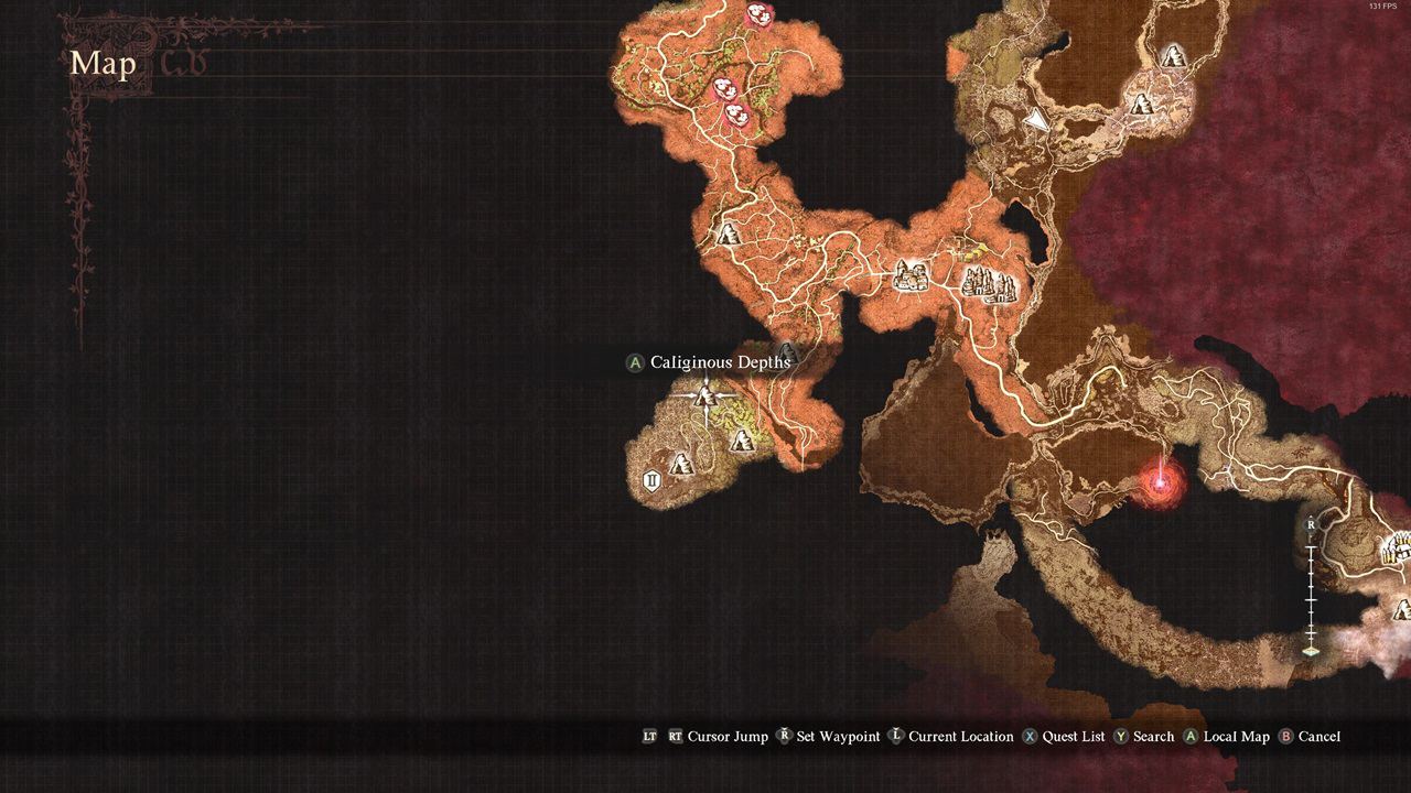 Dragon's Dogma 2 Medusa head: A map with Medusa's location marked. Image captured by VideoGamer.