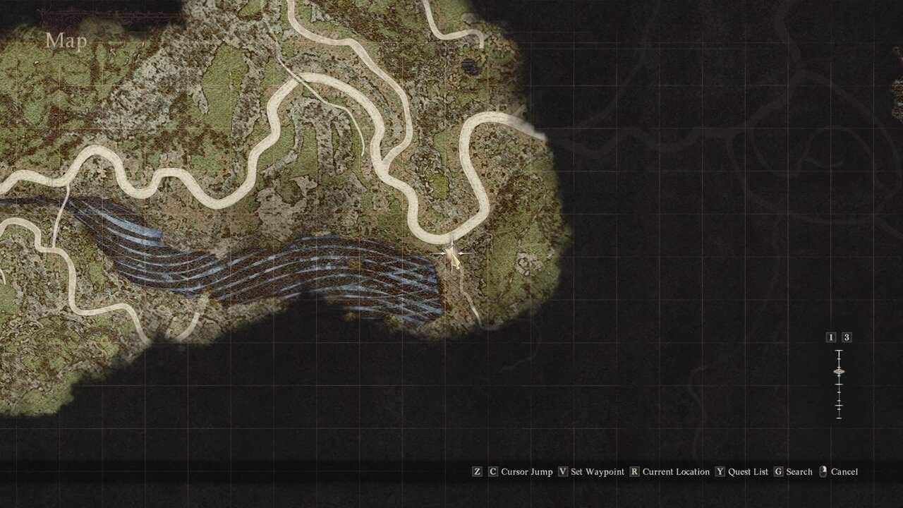 Dragon's Dogma 2 Prey for the Pack: The location of the forest path that leads to Putrid Cave where Rodge is.