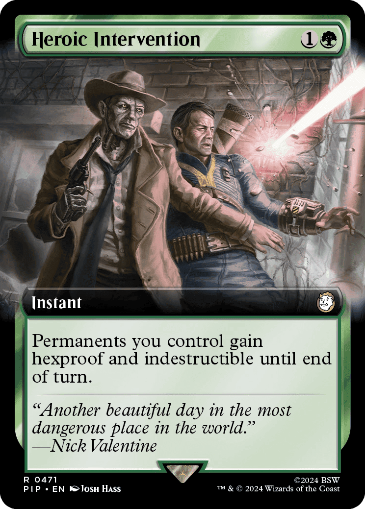 An intervention card featuring a man with a gun, possibly from the Fallout series.