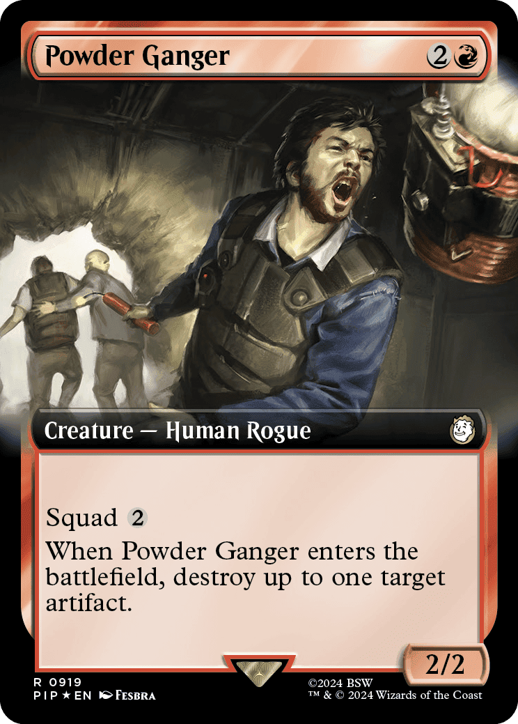 The card featuring a Powder Ganger in MTG Fallout spoilers.
