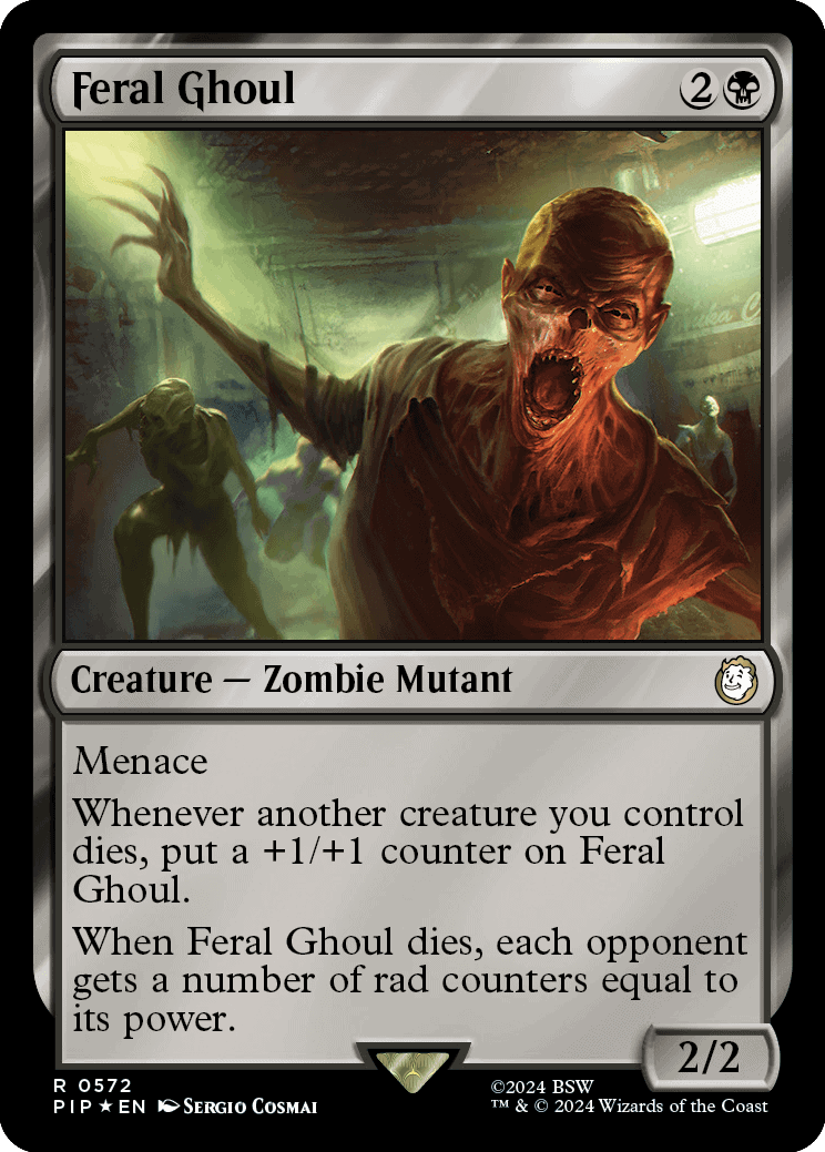 A card for feral ghouls in MTG Fallout spoilers.