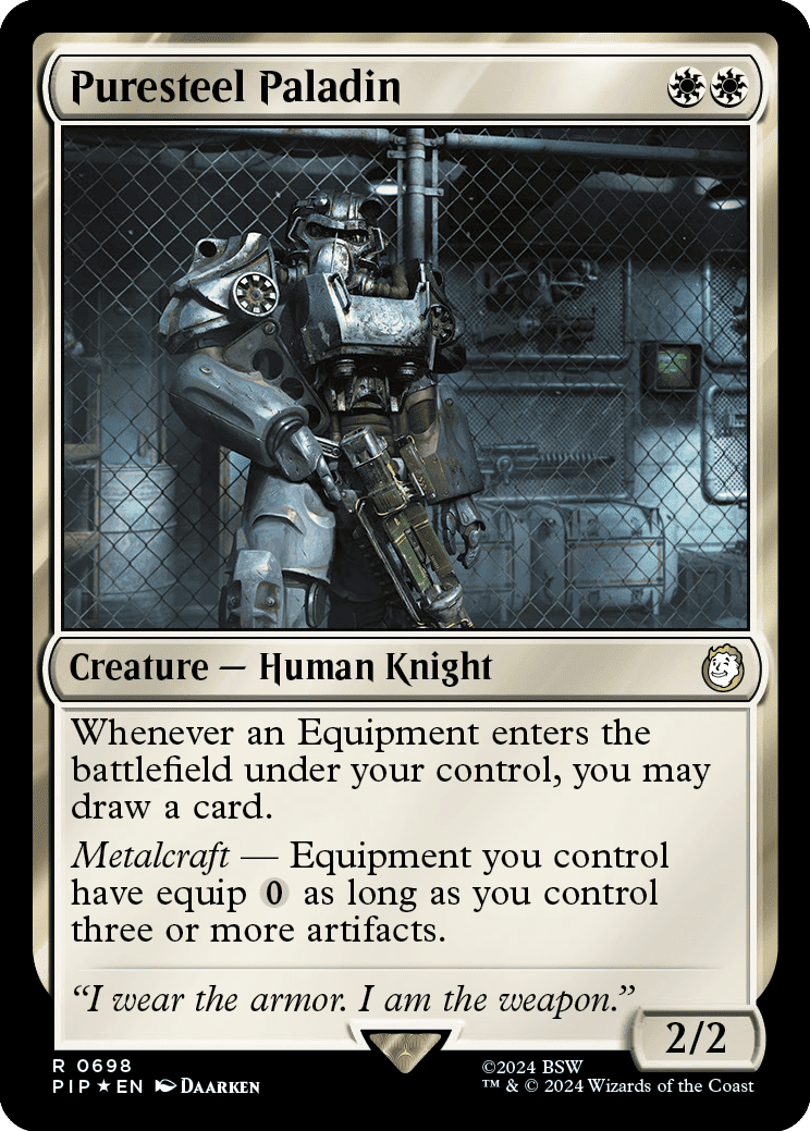 Puresteel paladin in MTG Fallout spoilers.