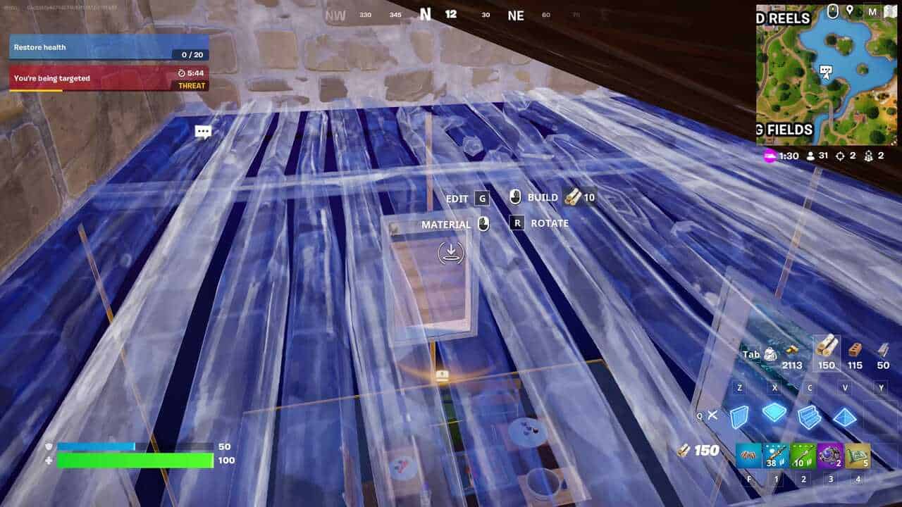Fortnite best hiding spots: A player preparing to build a floor in Fortnite.