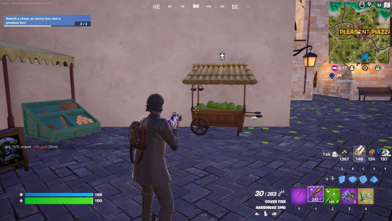 Fortnite how to destroy cabbage carts: The cabbage cart in Pleasant Piazza