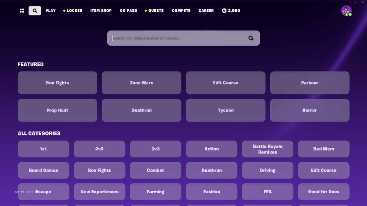 A screen shot of a website featuring the best Fortnite maps to play with friends, with a purple background.