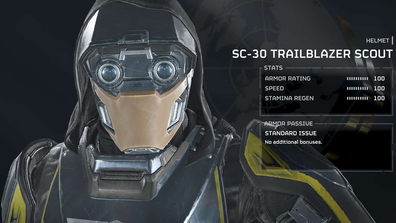 Helldivers 2 best armor: The SC-30 Trailblazer helmet in Helldivers 2. Image captured by VideoGamer.