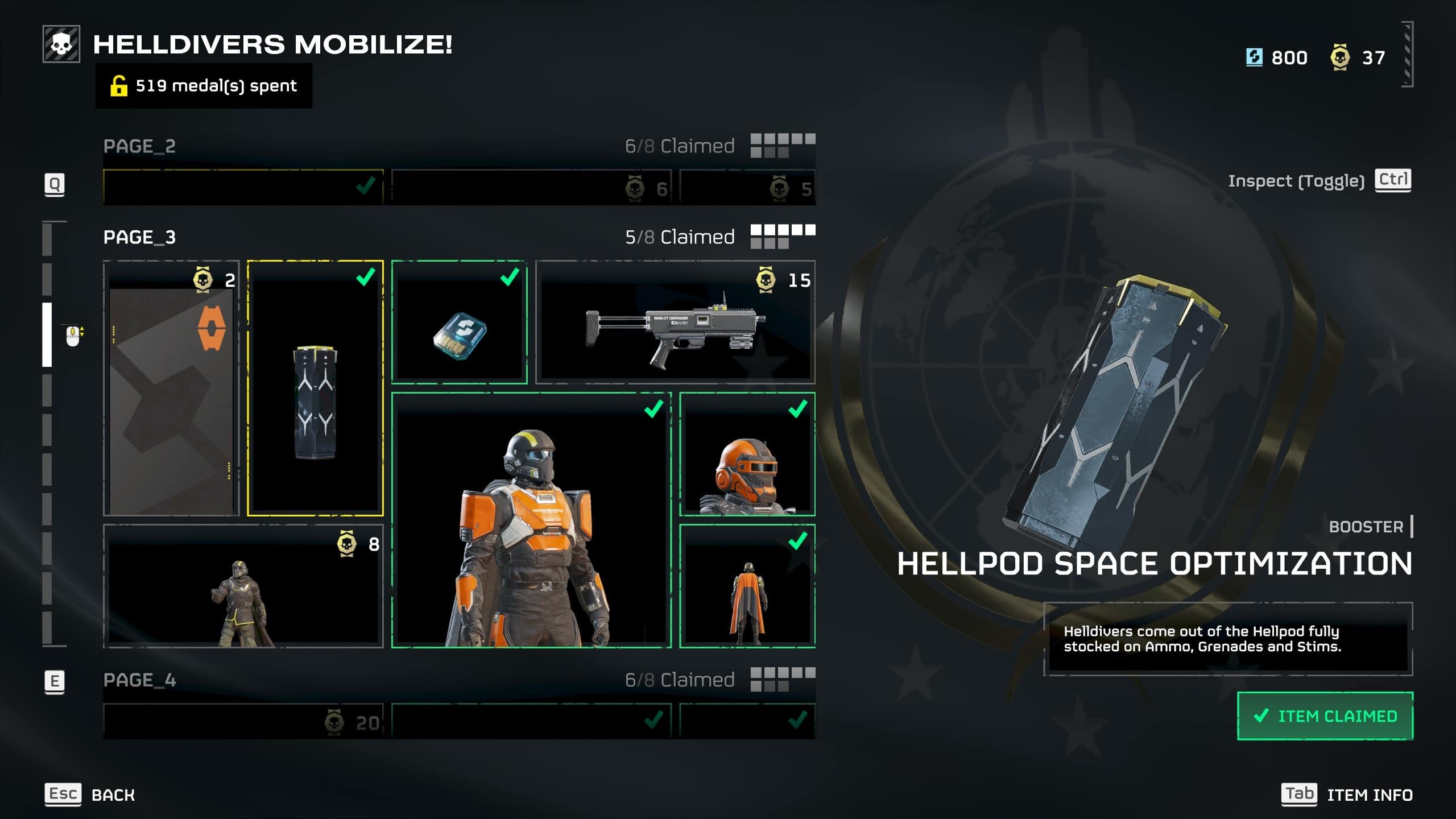 Helldivers 2 best boosters: The Hellpod Space Optimization booster in the game. Image captured by VideoGamer.