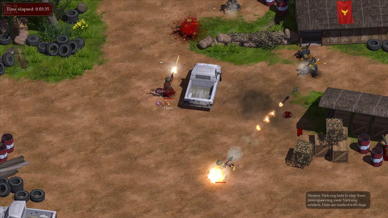An image of wizards using assault rifles and RPGs in Magicka: Vietnam. Image from Arrowhead Game Studios.