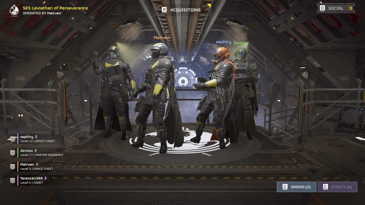 A group of people standing in Helldivers 2 after a successful mission. Image captured by VideoGamer.