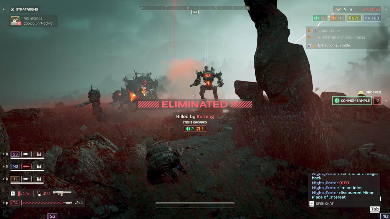 A screenshot of Helldivers 2, showcasing a group of Automatons. Image captured by VideoGamer.
