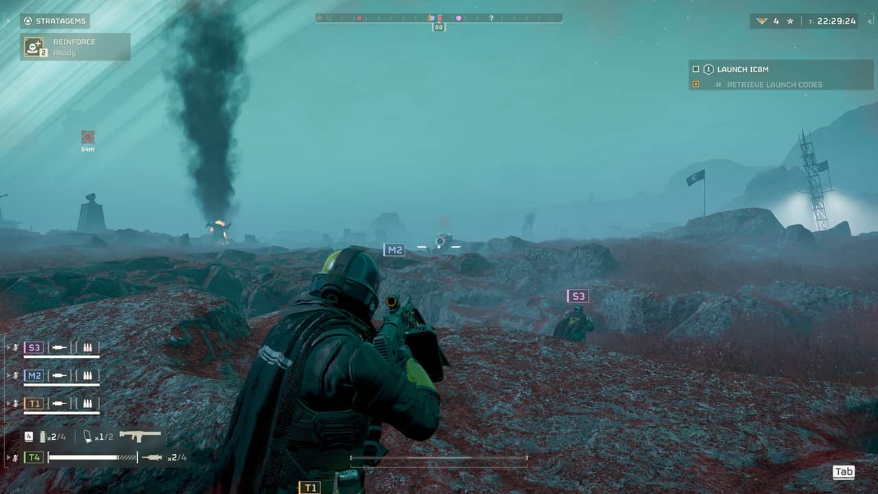 An image of a player fighting Automatons in Helldivers 2. Image captured by VideoGamer.