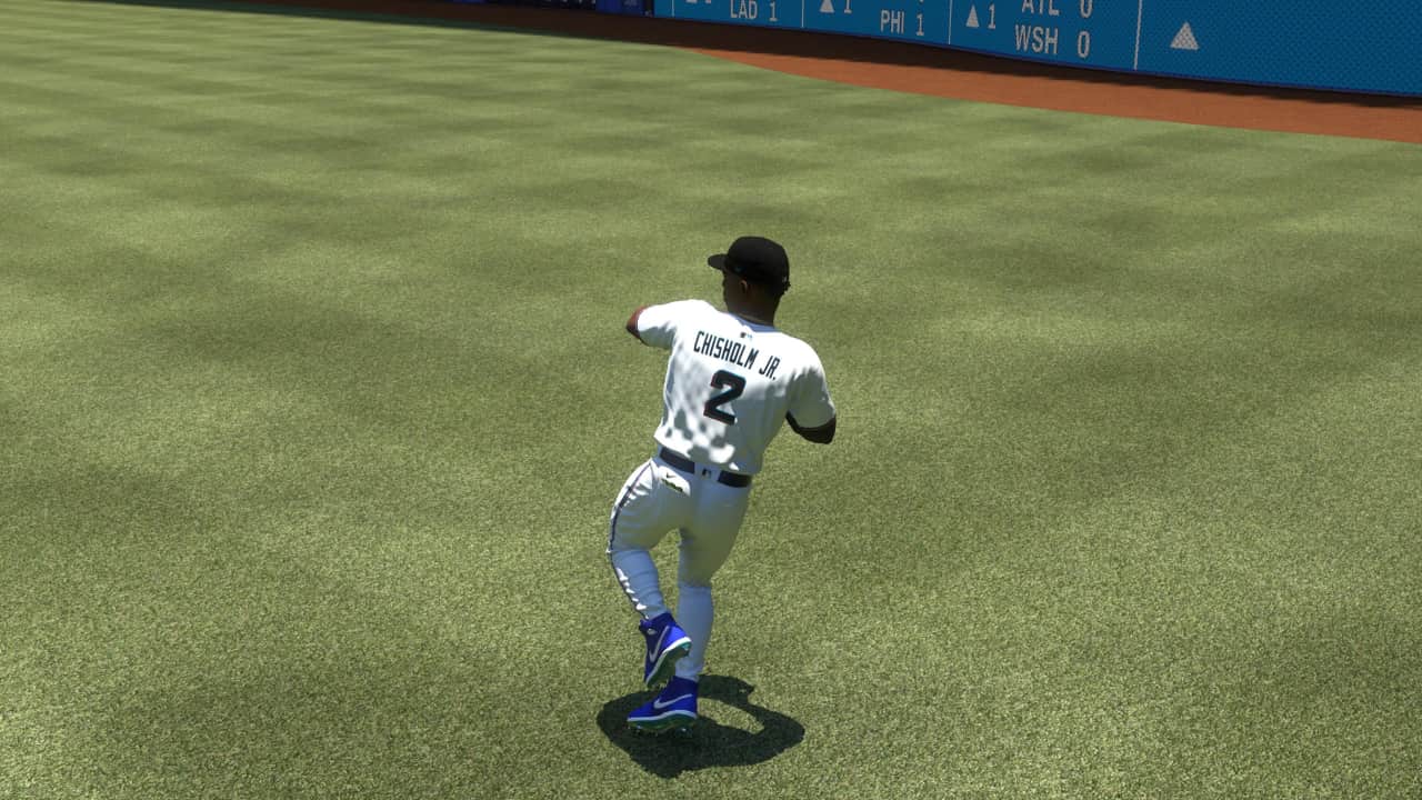 mlb the show 24 cheats: Jazz Chisholm Jr. throws the ball in from center field