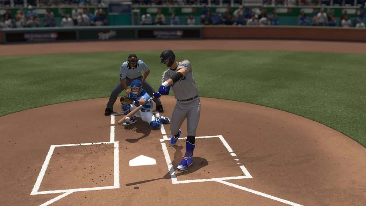 How to hit better mlb the show 24: Player hits ball after pitch
