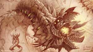 Art for the serialized version of Wurmcoil Engine from Magic: the Gathering