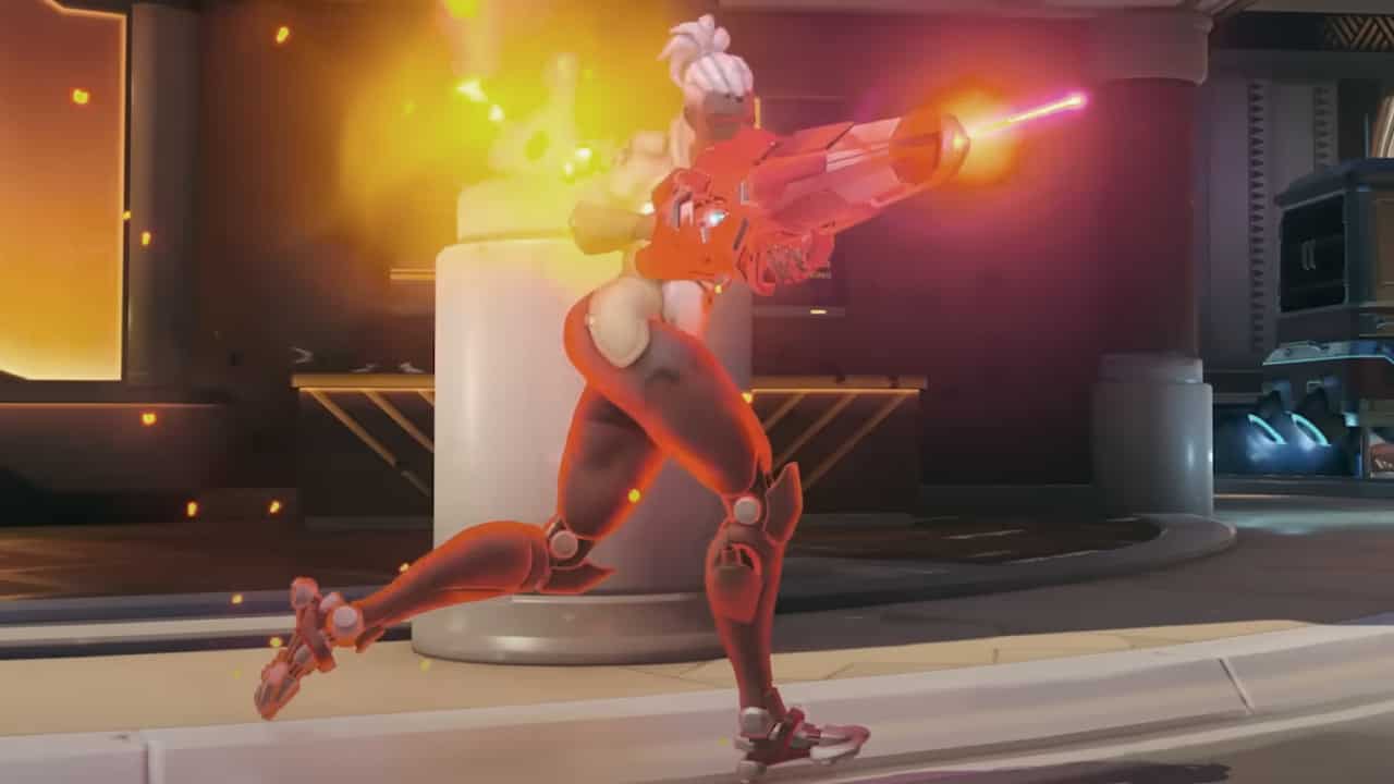 Overwatch 2 Season 9 release date window and what could it look like: A hero glowing red and firing a gun.
