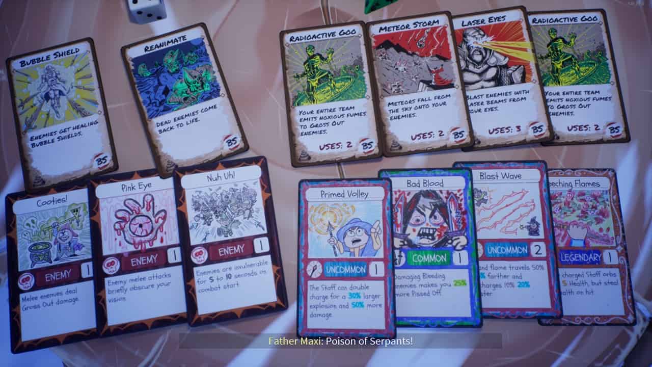 South Park Snow Day review: An image of the card-based powers in the game. Image captured by VideoGamer.