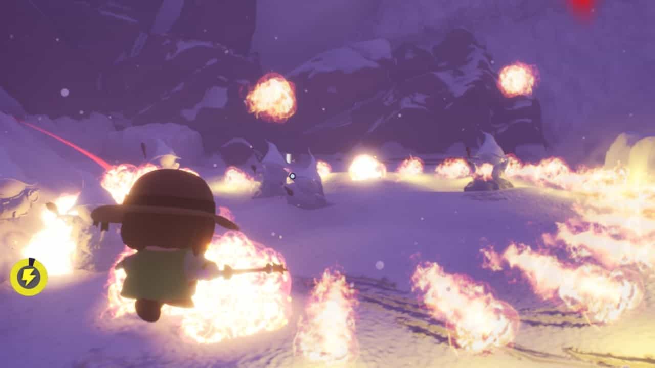 South Park Snow Day review: The player dodges fireballs from wizards. Image captured by VideoGamer.